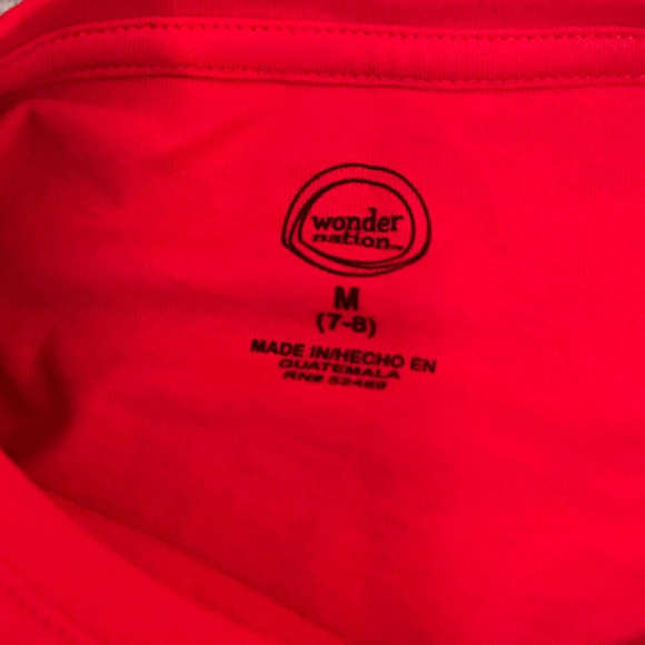 Wonder Nation Red Tee Kid Tough Fade Resistant Size 7/8 - Picture 4 of 8